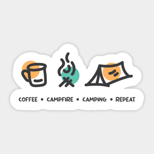 Coffee Campfire Camping Repeat Sticker